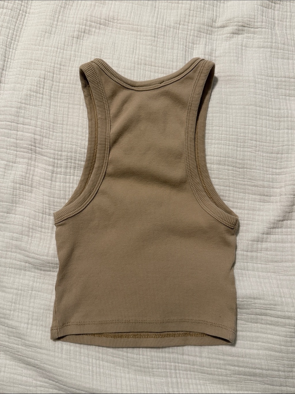 Zara Beige Ribbed Racerback Crop Tank - Picture 2 of 2